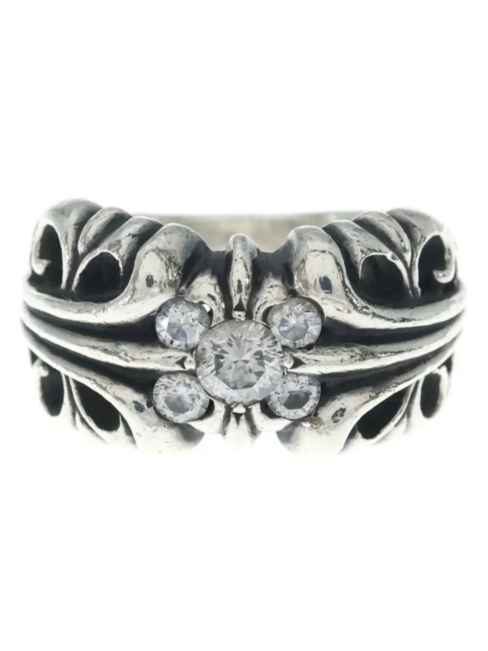 Chrome Hearts K&t KT Ring Silver Diamond
